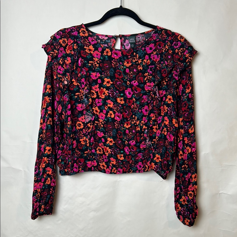 Wild Fable Ruffled Red and Pink Blouse